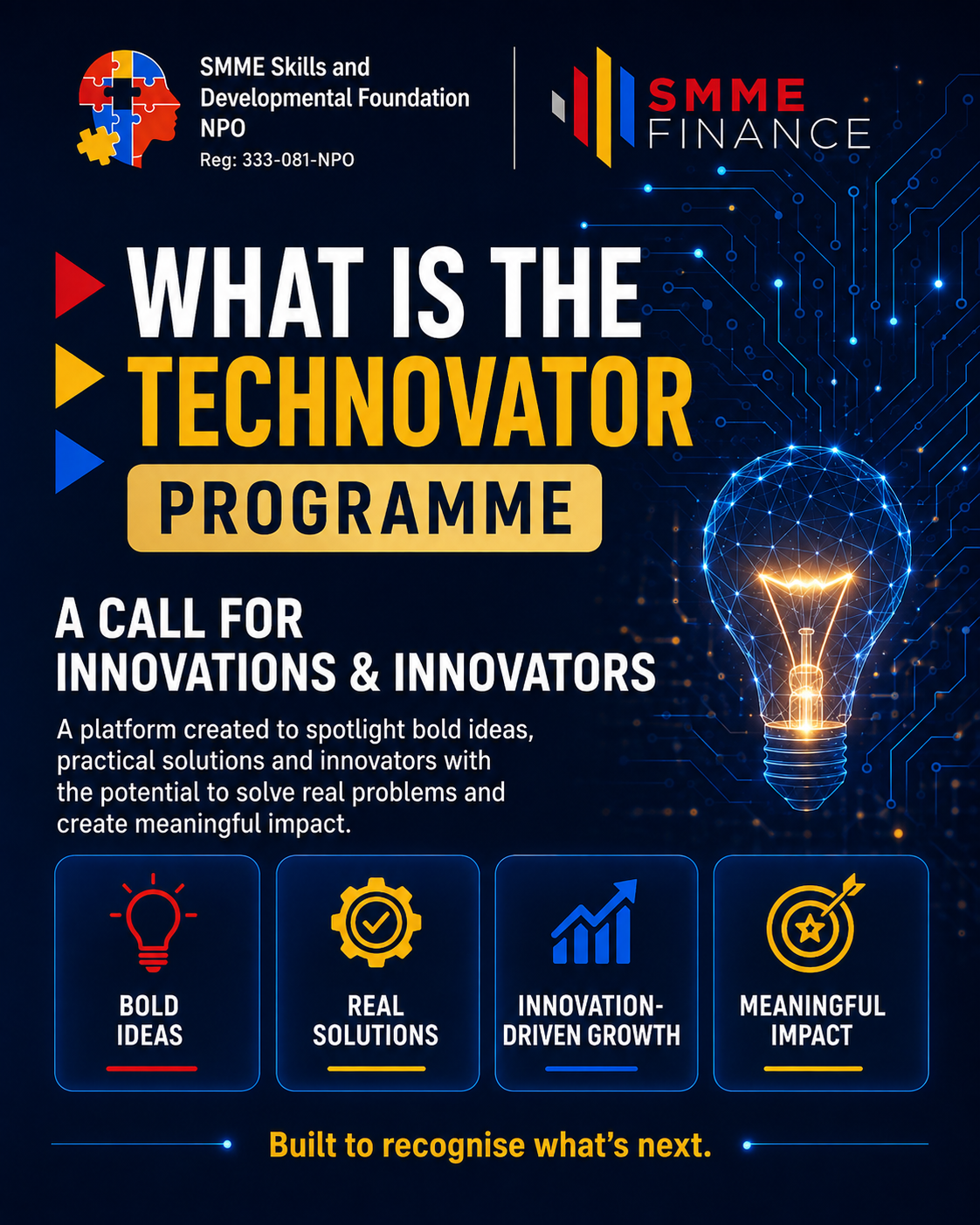 Overview of the TechnoVator Programme and its focus on ideas, solutions, growth and impact
