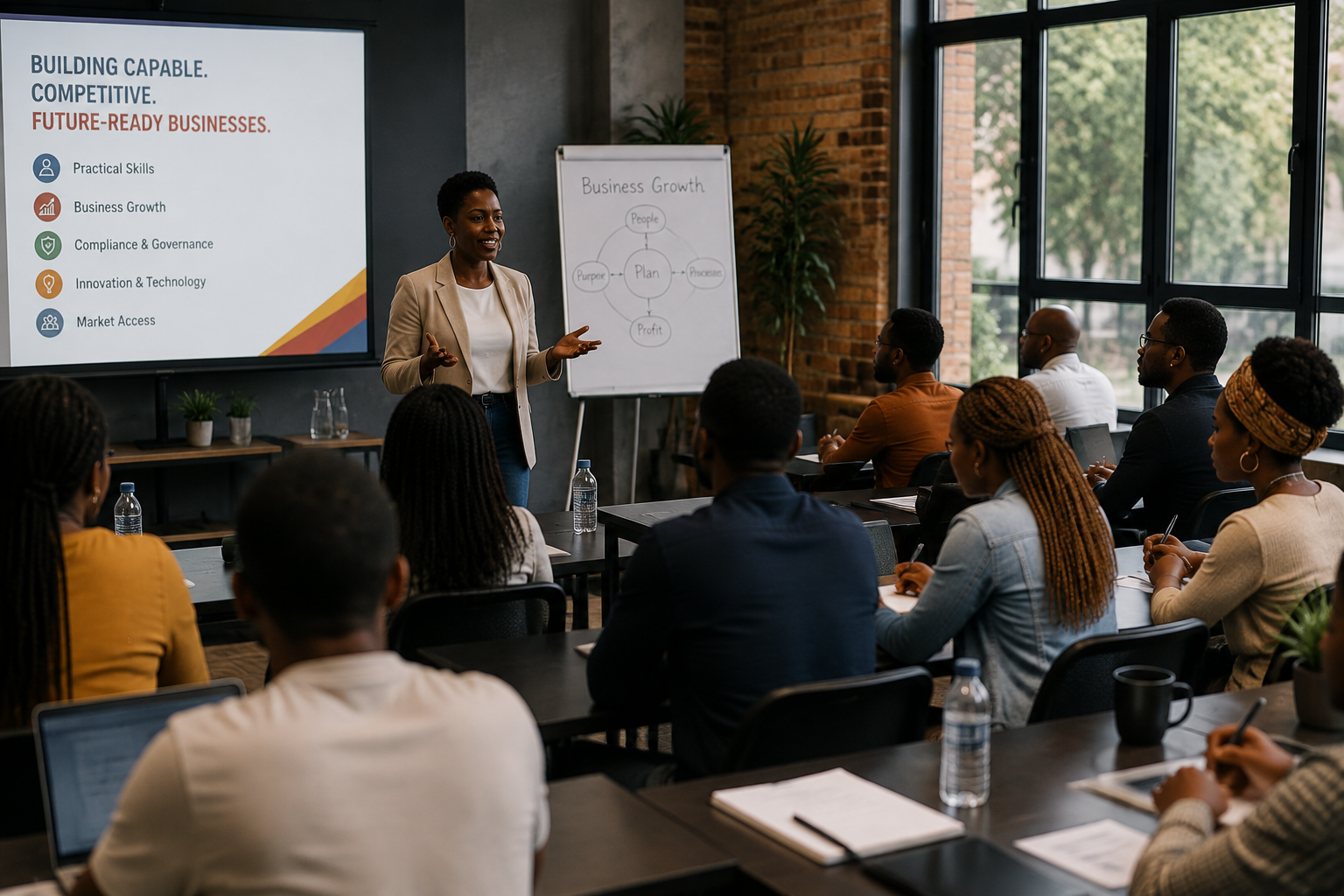 Entrepreneurs participating in a future-ready business development workshop