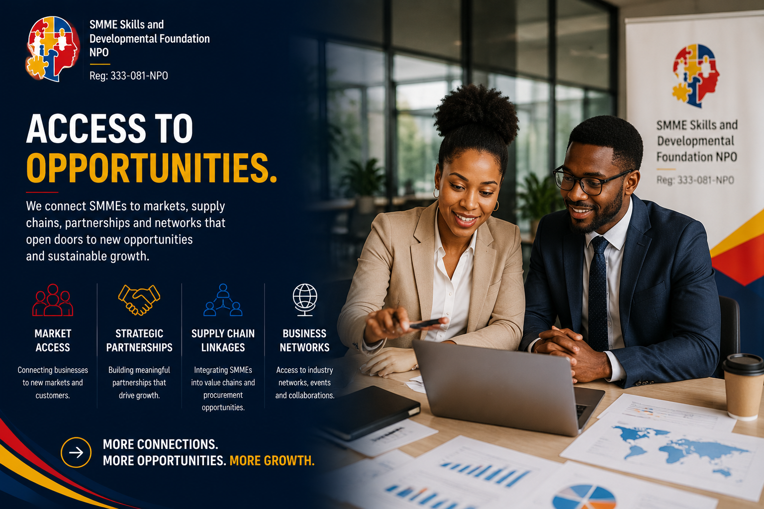 Business professionals exploring market access, partnerships and growth opportunities