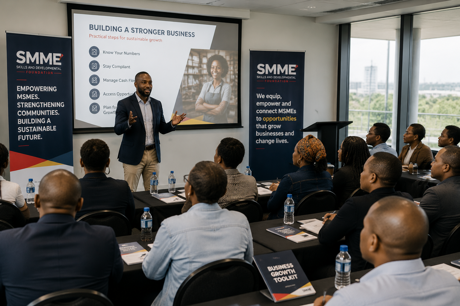 Business growth workshop with entrepreneurs and a facilitator